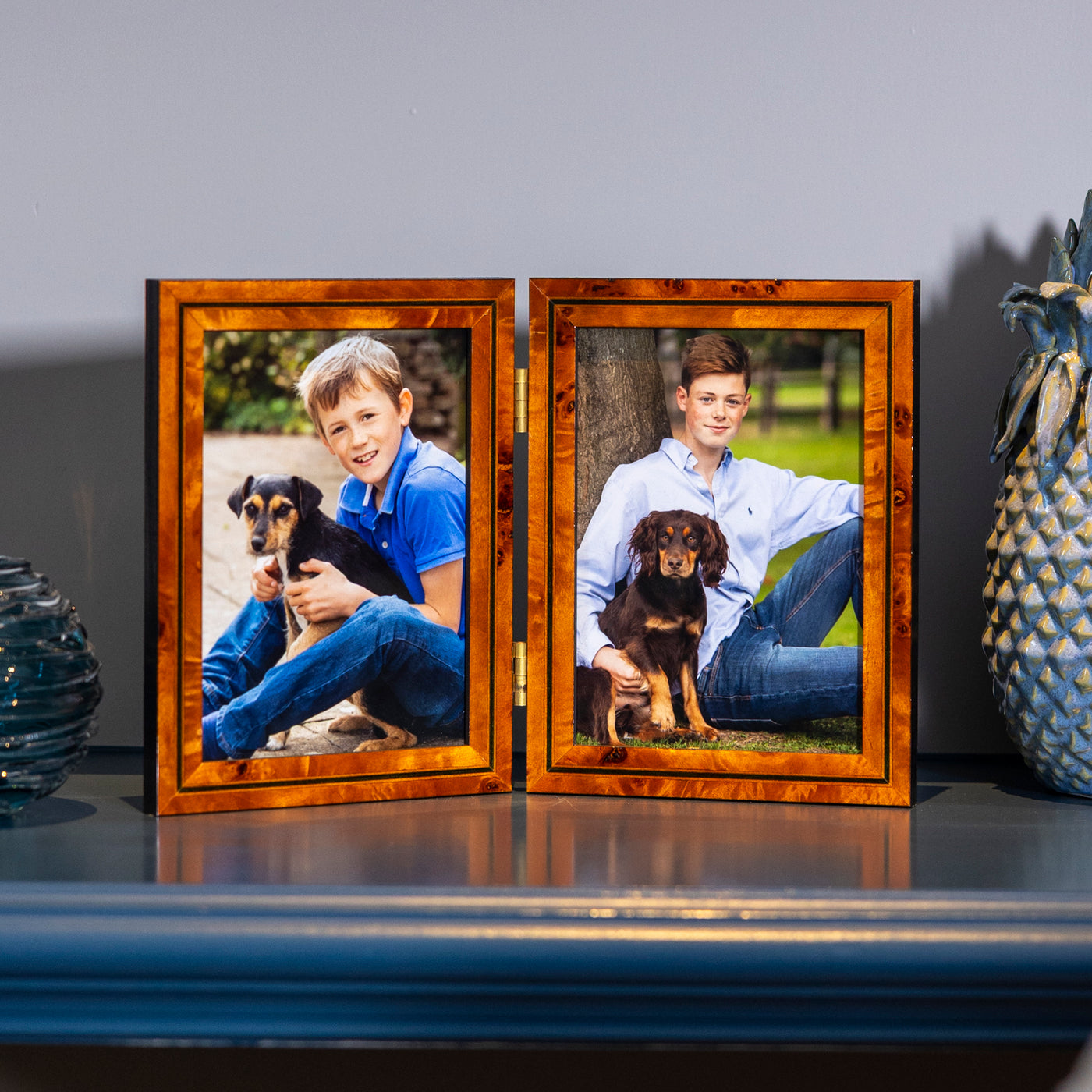 Green Inlay Double Hinged Photo Frame