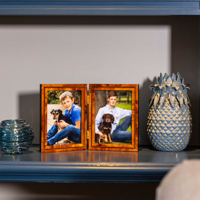 Green Inlay Double Hinged Photo Frame