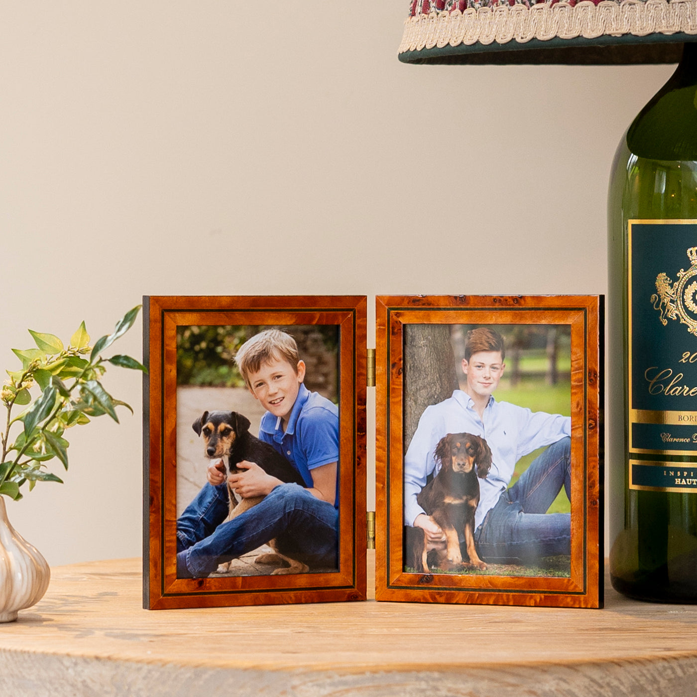 Green Inlay Double Hinged Photo Frame