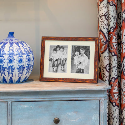 Inlaid Walnut Double Mounted Photo Frame