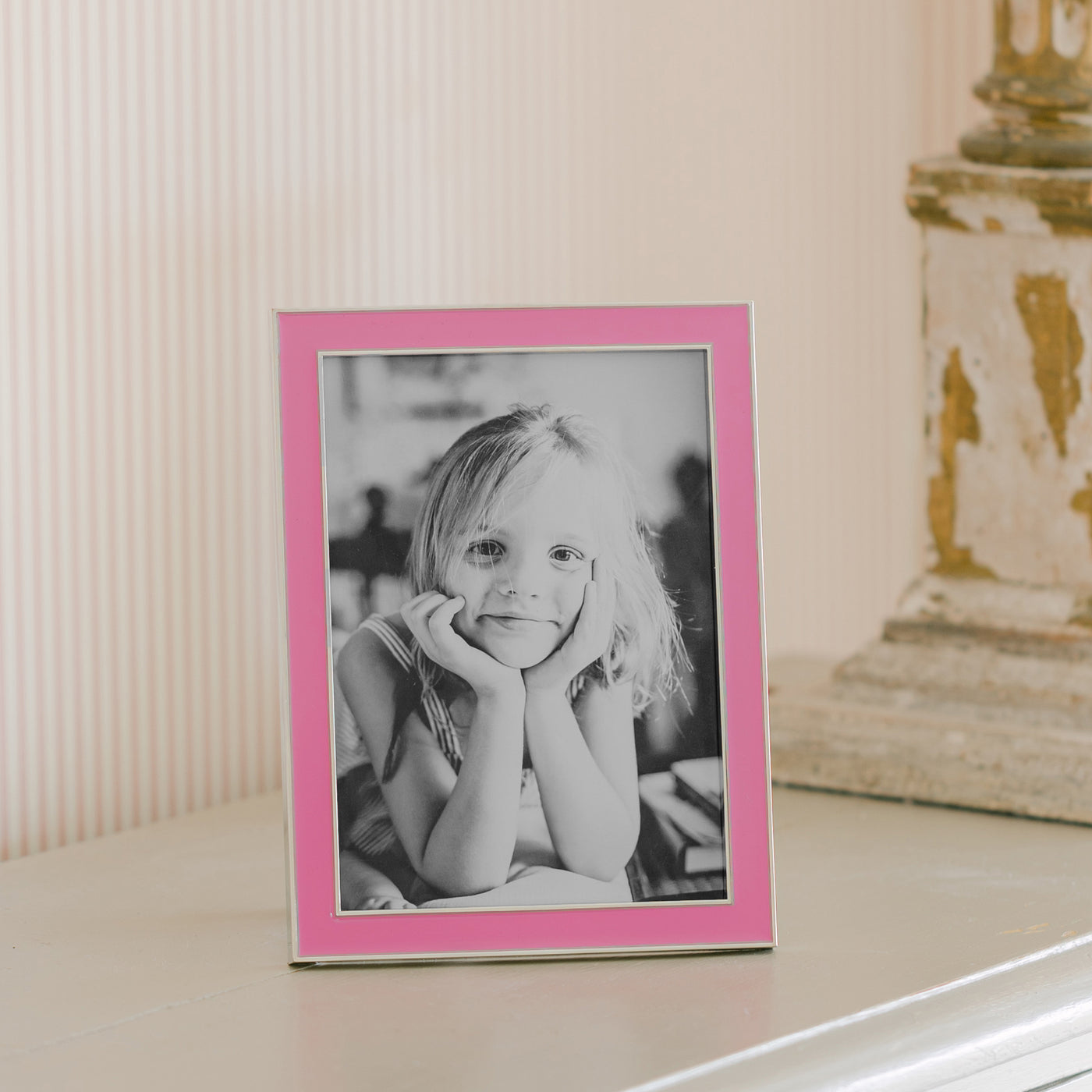 Electric Pink Enamel Silver Frame