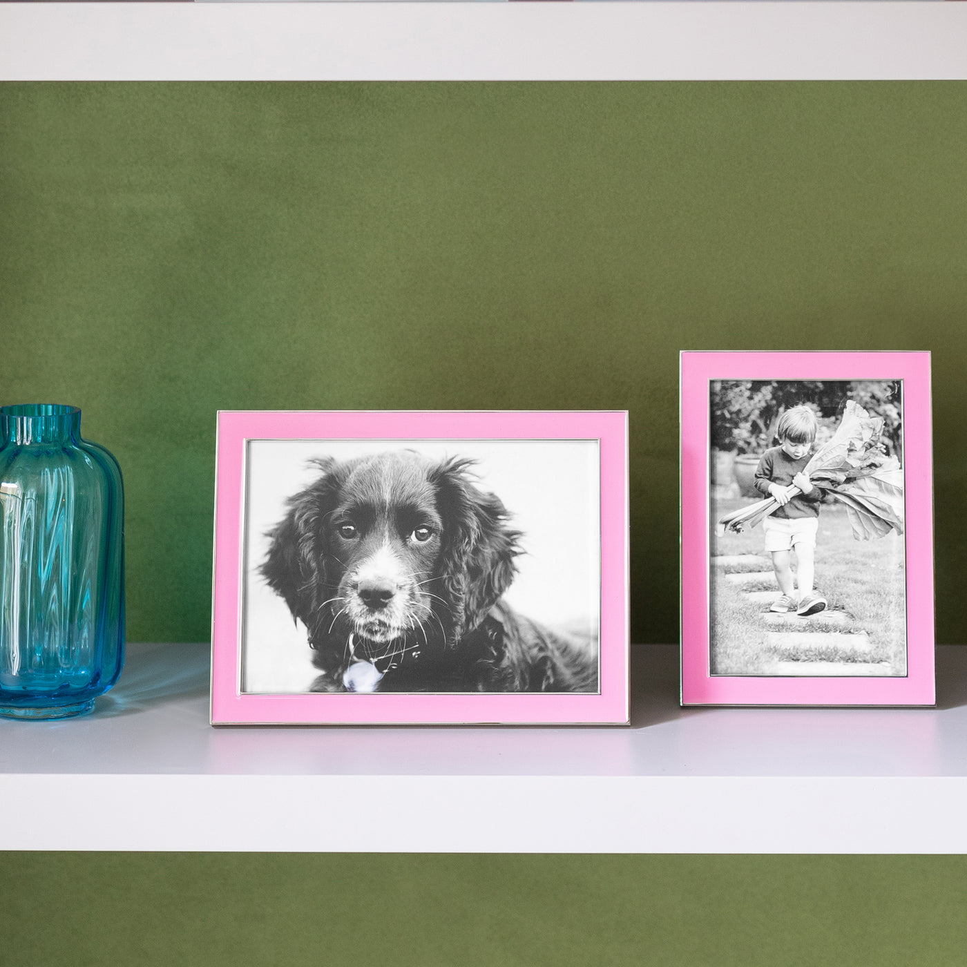 Electric Pink Enamel Silver Frame