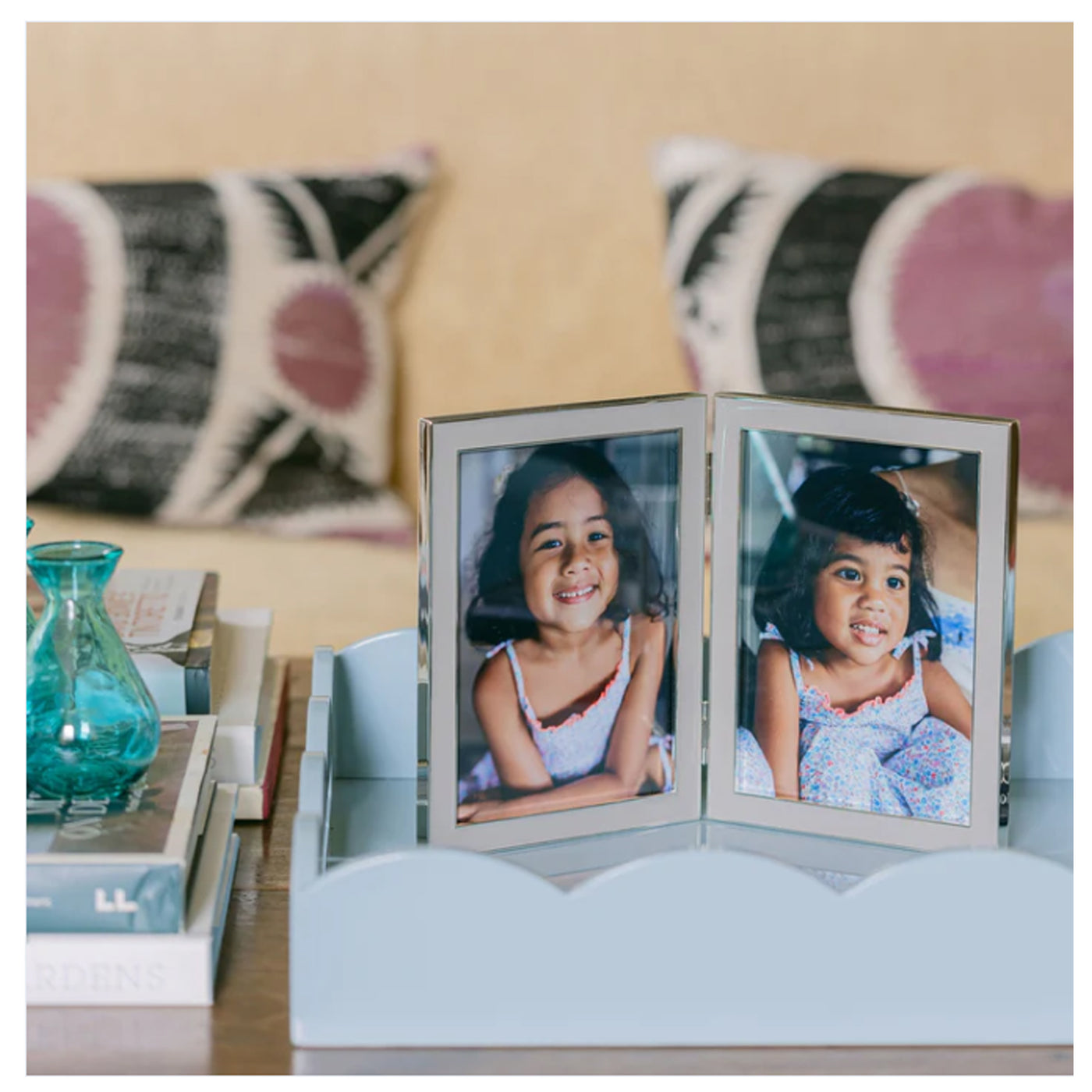 Taupe Double Hinged Enamel Photo Frame