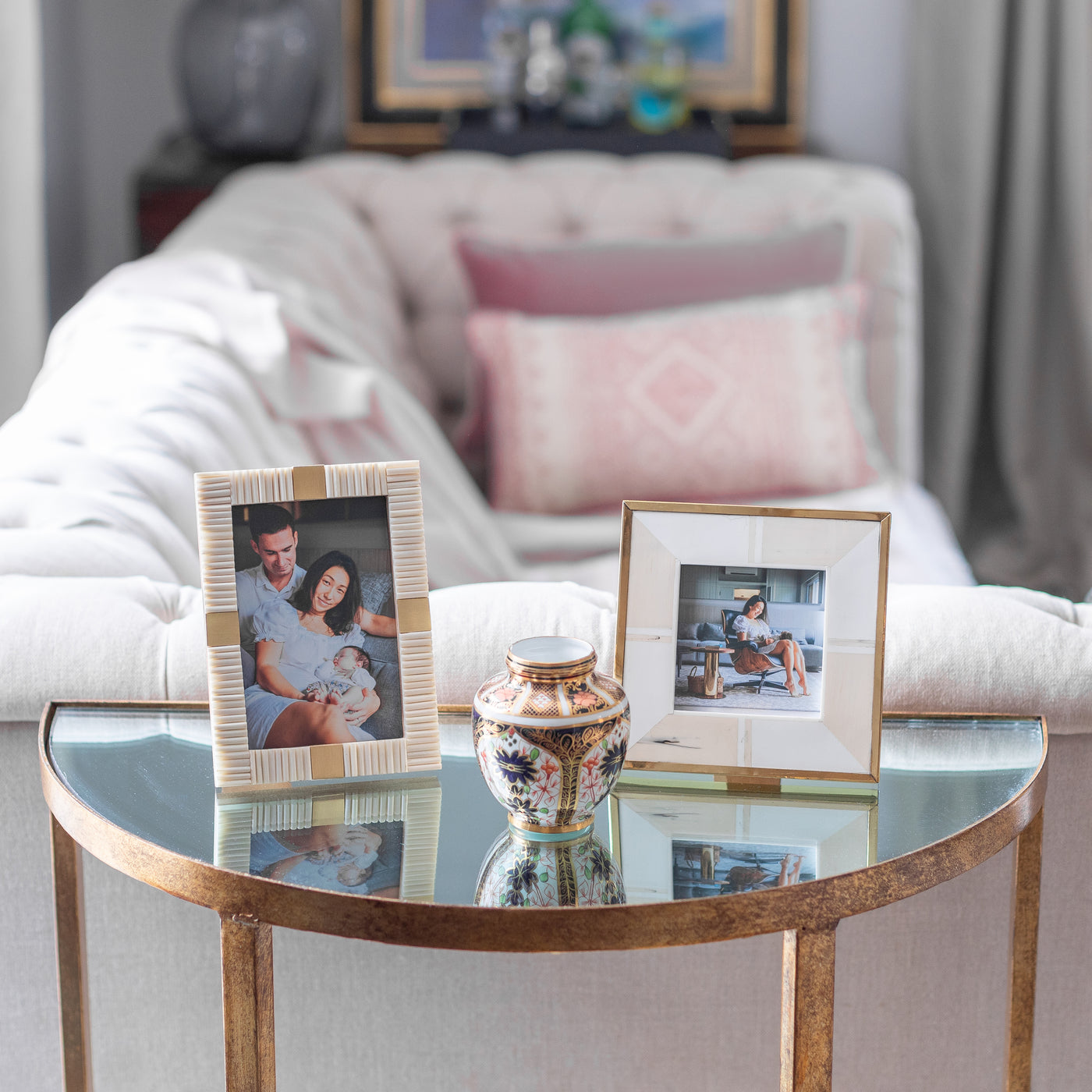 White Striped Bone 4 X 6 Photo Frame